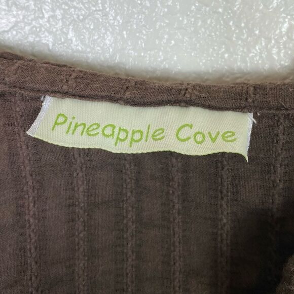 Pineapple Cove Brown Hooded Button Up Shirt - Picture 3 of 3